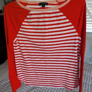 J. Crew Red and White Striped Long Sleeve Tee